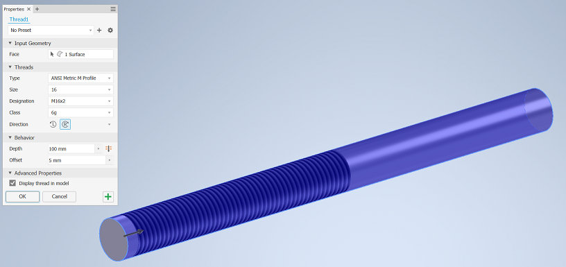 Inventor Thread création de fonctionnalités Inventor Thread création de fonctionnalités